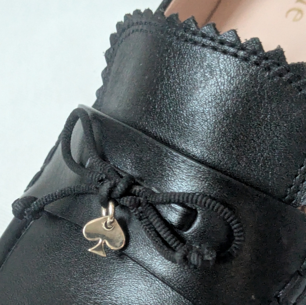 Kate Spade Hattie Black Leather Block Heel Loafer Pumps Sz 6B Like New - Picture 9 of 11